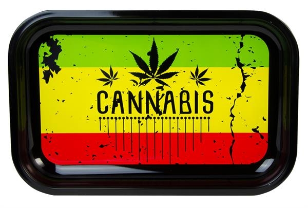 Dreh Tablett Rolling Tray SMALL "Cannabis" ca. 28,5x18,5x2,5cm